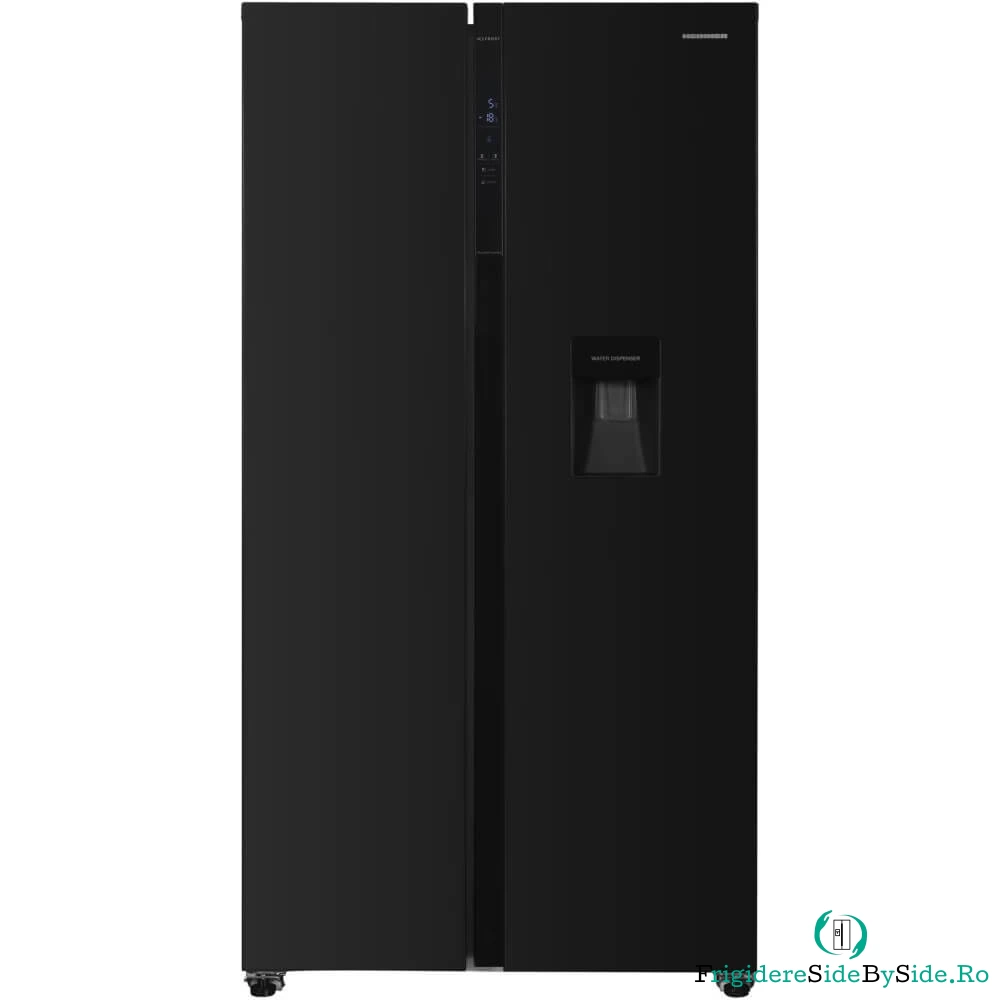 Side by Side Heinner HSBS-H439NFBKWDE++, Full No Frost, Compresor Inverter, Smart, Eco, 439 l, 177 cm, Negru