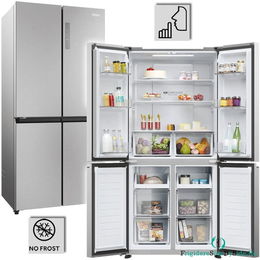HAIER Frigider Side by Side Haier HCR3818ENMM, No Frost, 467 l, clasa E, otel inoxidabil