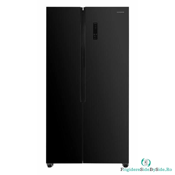 HEINNER Side by Side HEINNER HSBS-HM532NFGBKE++, 532 l, Clasa E, Full No Frost, Inverter, Display tactil, ECO, 2 usi, Sticla neagra, Negru