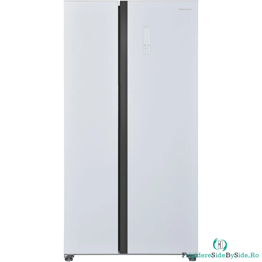 HEINNER Side by side Heinner HSBS-HM532NFGWHE++, 532 l, No frost, Display LED, Clasa E, Smart, Alarma usa deschisa, H 177 cm, Sticla alba